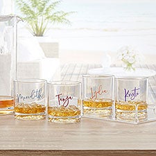 Trendy Script Name Personalized Tritan Whiskey Glasses - 32178