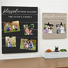 Blessed Beyond Measure Personalized Photo Clip Shiplap Signs - 32199