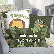 Jolly Jungle Lion Personalized Nursery Throw Pillows - 32247