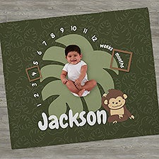 Jolly Jungle Personalized Baby Milestone Fleece Blankets - 32254