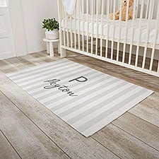 Delicate Stripes Baby Girl Personalized Nursery Area Rugs - 32274