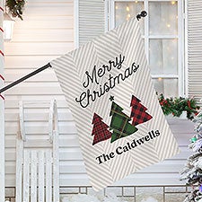Plaid & Print Personalized Christmas House Flag - 32321