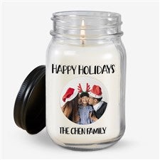 Christmas Photo Message Personalized Farmhouse Candle Jar - 32331