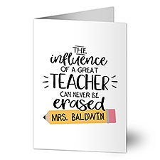 The Influence of a Great Teacher Personalized Teacher Cards - 32353