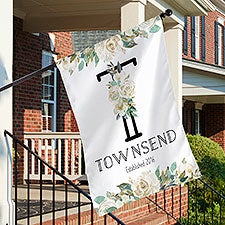 Neutral Colorful Floral Personalized House Flags - 32361