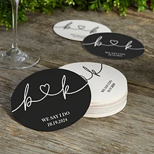 Drawn Together By Love Personalized Paper Coasters - 32366