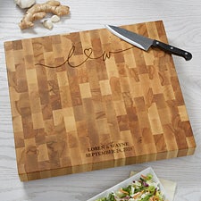 Drawn Together By Love Personalized Butcher Block Cutting Board - 32383