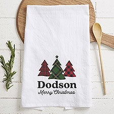 Plaid & Print Personalized Christmas Flour Sack Towel - 32403