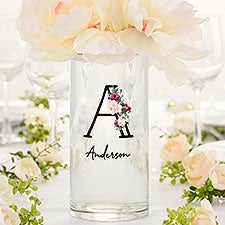 Wine Colorful Floral Personalized Glass Cylinder Wedding Vase - 32421