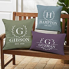 Laurel Wreath Personalized Outdoor Throw Pillows - 32429