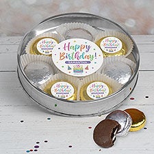 Pastel Birthday Personalized Chocolate Covered Oreo Cookie Gift Tin - 32444D