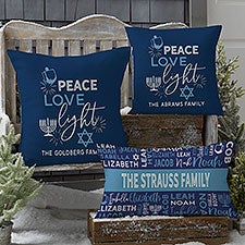 Hanukkah Personalized Outdoor Throw Pillow - 32470