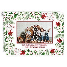 Holly Berry Photo Personalized Holiday Cards - 32490