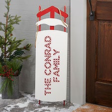 Candy Cane Lane Personalized Decorative Wooden Sled - 32507