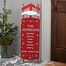 Candy Cane List Personalized Decorative Wooden Sled - 32508