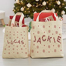 Candy Cane Lane Personalized Canvas Tote Bags - 32510