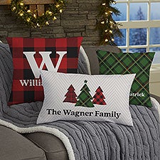 Snowflake Family Personalized Christmas Lumbar Throw Pillow