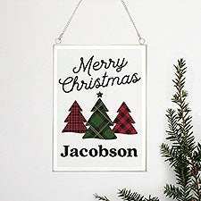 Plaid & Print Christmas Personalized Hanging Glass Wall Decor - 32551