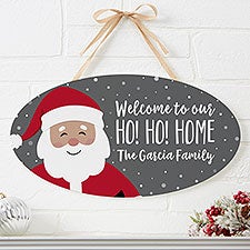 Ho! Ho! Home Santa Personalized Oval Wood Christmas Sign - 32556