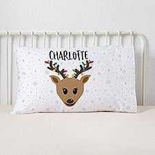Build Your Own Girl Reindeer Personalized Pillowcase - 32559