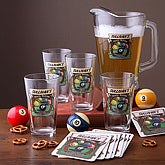 Personalized Pub Glasses and Pitcher Set - Pool Room - 3257D