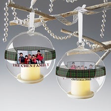 Plaids  Prints Personalized Photo Light Up Ornaments - 32589