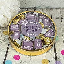 Modern Birthday For Her Personalized Plastic Tin with Hersheys  Reeses Mix - 32622D
