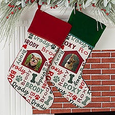 Repeating Pet Name Personalized Photo Christmas Stocking - 32637