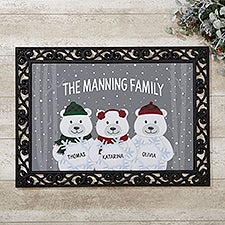 Polar Bear Family Personalized Christmas Doormats - 32646