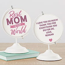 Best Mom in the World Personalized Wooden Decorative Globe - 32655