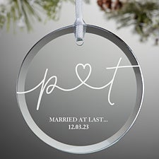 Drawn Together By Love Personalized Glass Ornaments - 32678