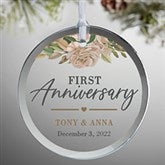 Floral Anniversary Personalized Glass Ornaments - 32679