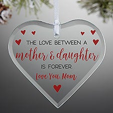 Mother  Daughter Personalized Glass Heart Ornaments - 32681