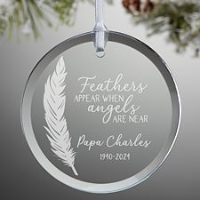 Feather Quotes Personalized Memorial Glass Ornaments - 32682