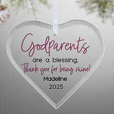 Godparents Personalized Glass Heart Ornament - 32684