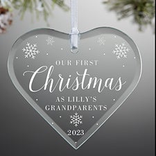 First Christmas as Grandparents Personalized Glass Heart Ornaments - 32685