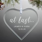 At Last... Personalized Glass Heart Wedding Ornaments - 32686