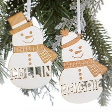 Snowman Character Personalized Wood Ornament - 32694