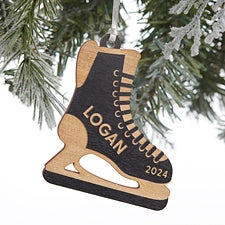 Hockey Skates Personalized Wood Ornament - 32697