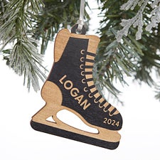 Hockey Skates Personalized Wood Ornament - 32697