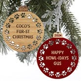 Pet Print Personalized Round Wood Ornaments - 32698