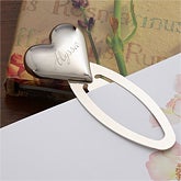 Engraved Silver Heart Personalized Bookmark - 3270