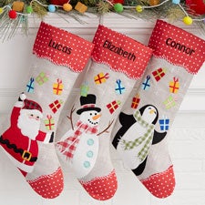 Polka Dot Characters Personalized Christmas Stockings - 32734