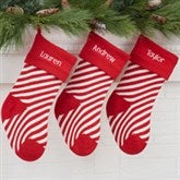 Red & White Candy Cane Personalized Knit Christmas Stockings - 32740