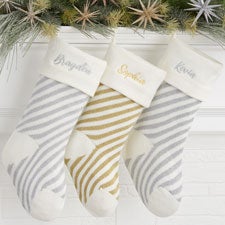 Metallic Stripe Personalized Christmas Knit Stockings - 32742