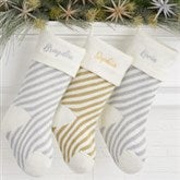Metallic Stripe Personalized Christmas Knit Stockings - 32742