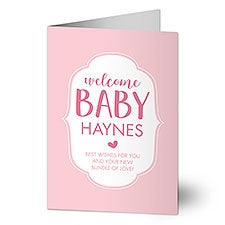 Welcome Baby Girl Personalized Baby Girl Congratulations Cards - 32773