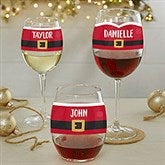 Santa Belt Personalized Christmas Wine Glasses - 32786
