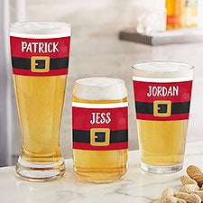 Santa Belt Personalized Christmas Beer Glasses - 32787