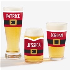 Santa Belt Personalized Christmas Beer Glasses - 32787